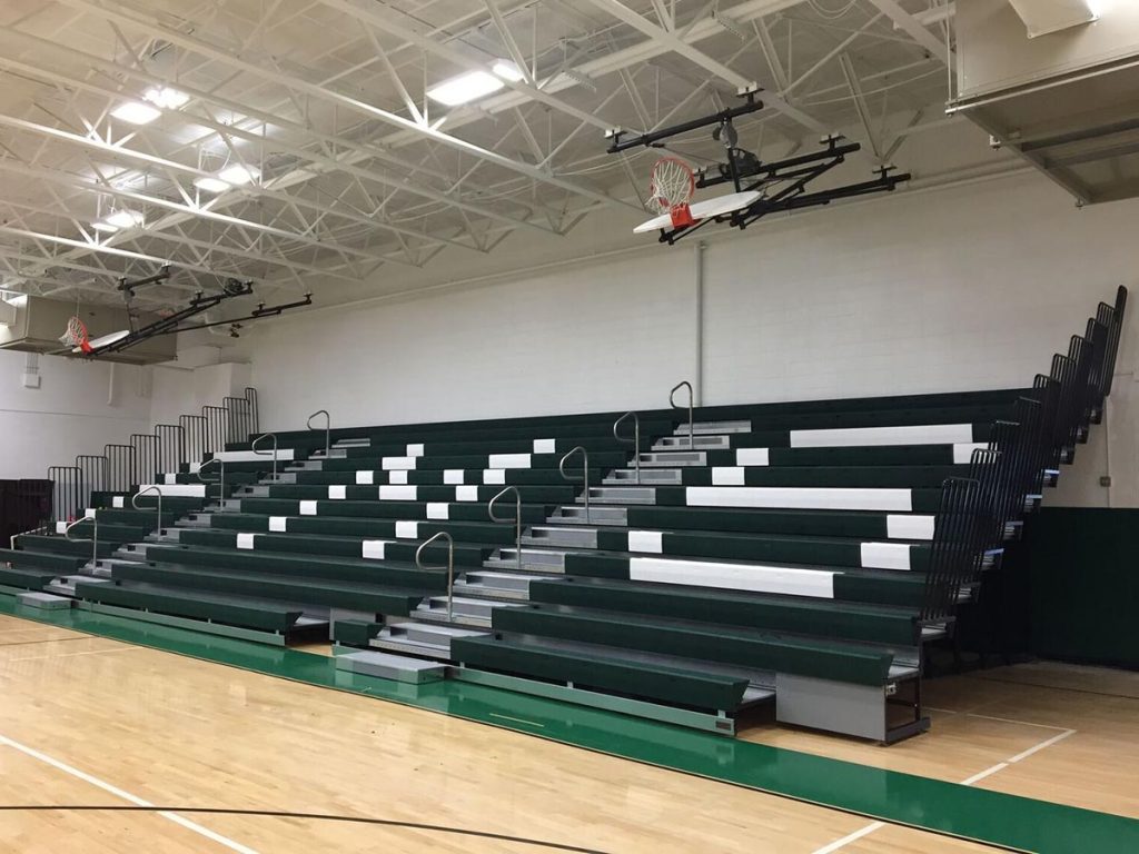 Indoor telescopic gymnasium bleachers